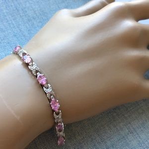 Vintage Pink  crystal XO sterling silver tennis bracelet